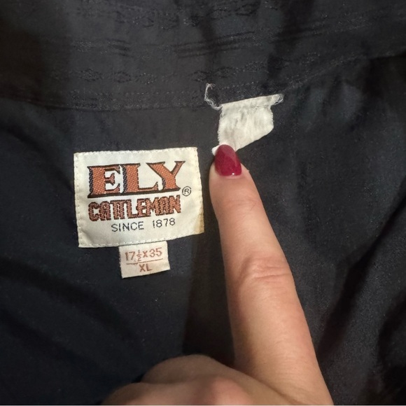 Ely Vintage Cattleman Men's Long Sleeve Shirt Pearl Snap, Size XL, Black - Picture 5 of 5